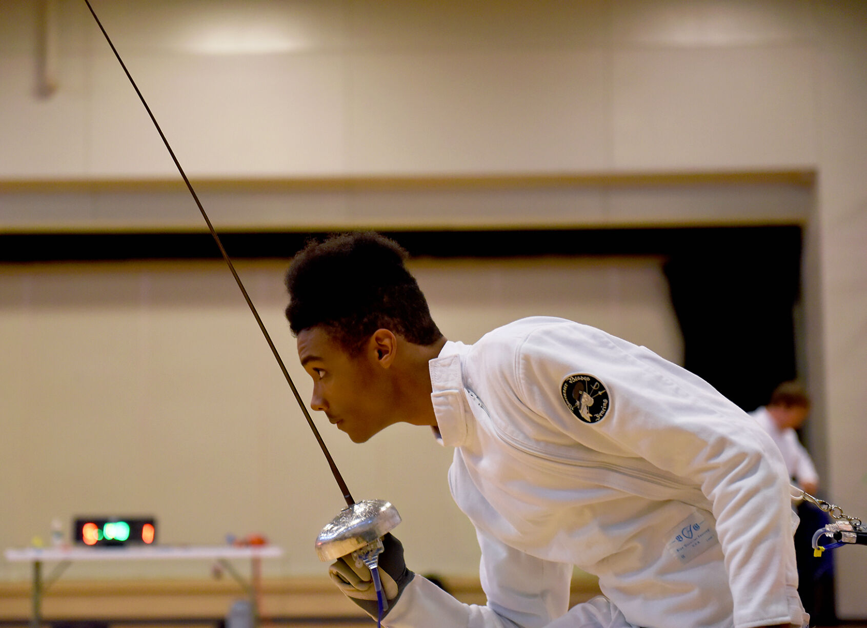 Cameron Lyon bows down to his opponent after a bout
